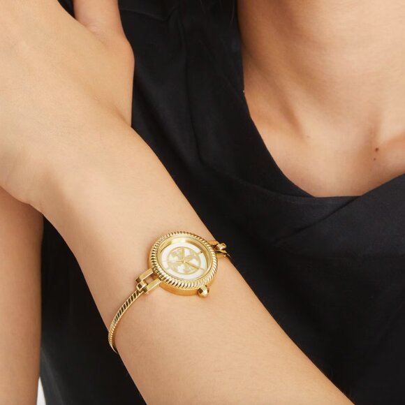 NIB TORY BURCH REVA BANGLE WATCH GIFT SET TBW4029 $279 GOLD TONE MULTICOLOR - Picture 3 of 10